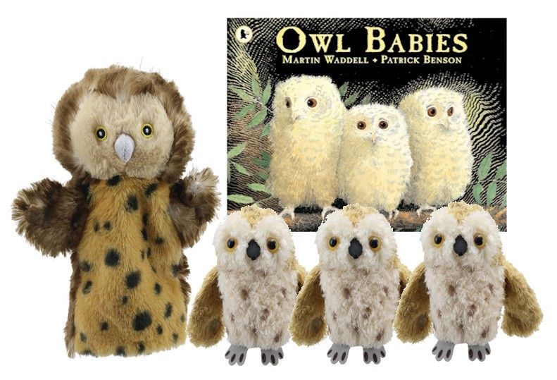 Owl Babies Hand Puppet & Finger Puppets Story Sack Book Bag Set