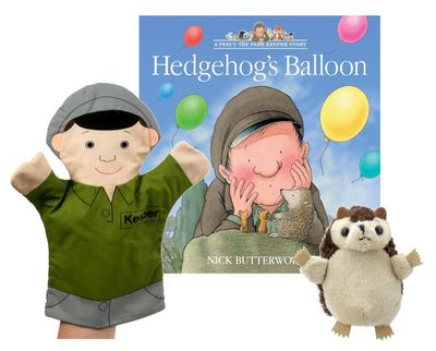 Hedgehog's Balloon Puppet Story Sack Book Bag Set