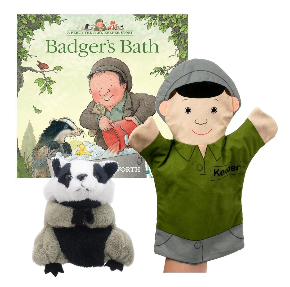 Badger's Bath Puppet Story Sack Book Bag Set