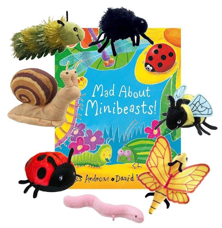 Mad About Minibeasts Puppet Book Story Sack Bag Set