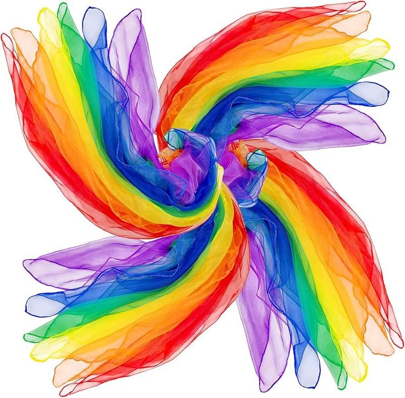 Multicoloured Sensory Dance Scarves – 30 Pack (60 × 60 cm)
