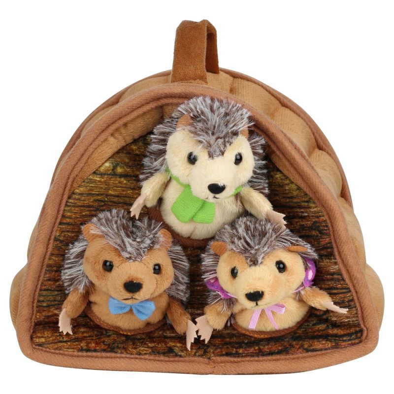Hedgehog House Hide-Away Finger Puppet Set – Woodland Animal Soft Toy Playset