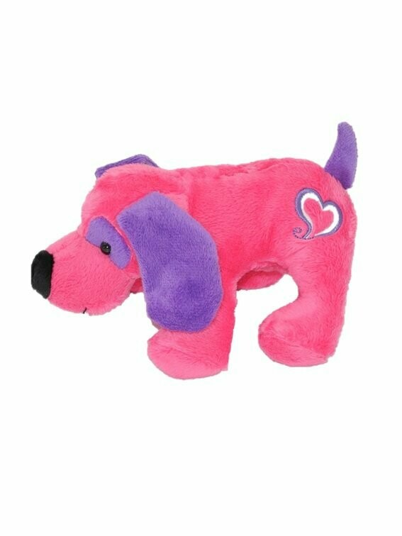 Hund 18cm Pink mit Lila Ohren Trendiger Plüschhund Plüschtier 