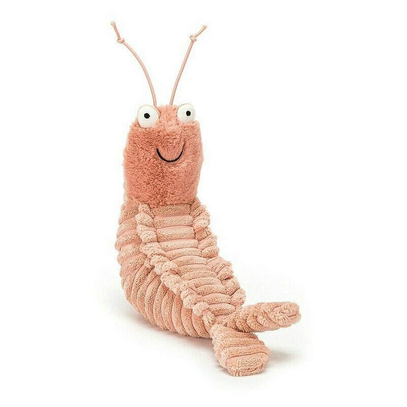Jellycat Sheldon Shrimp Kuscheltier, rosa Garnelen Stofftier, Ansicht von vorne