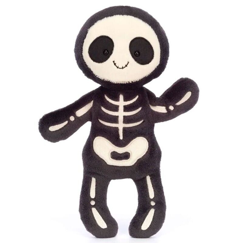 Jellycat Skeleton Bob, Halloween Kuscheltier im Skelett-Design mit freundlichem Gesicht, Ansicht von vorne