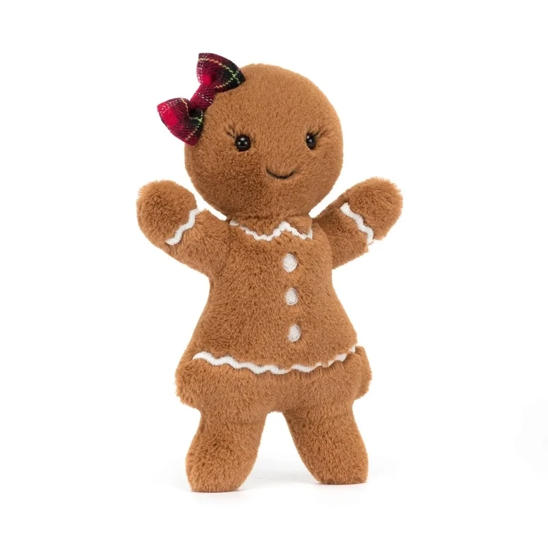 Jolly Lebkuchenfrau Ruby - Jellycat Christmas Jellycat Jolly Gingerbread Ruby Original, 18cm, Plüschtier Lebkuchenfrau mit Schleife & Zuckerguss-Details, Ansicht von vorne