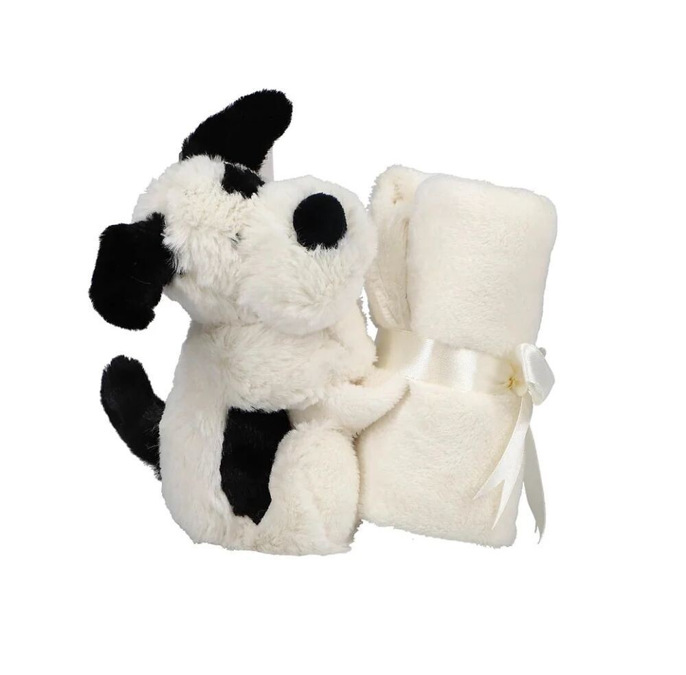 Schmusetuch Hund Bashful Puppy Black and Cream Soother - Jellycat Baby
