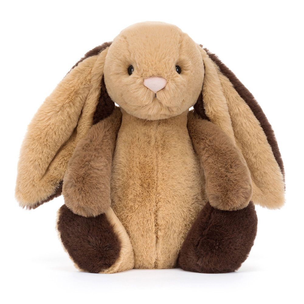 Jellycat Patchwork Brown Bunny Kuscheltier, 31 cm, brauner Plüschhase aus verschiedenen Stoffstücken mit langen Ohren.
