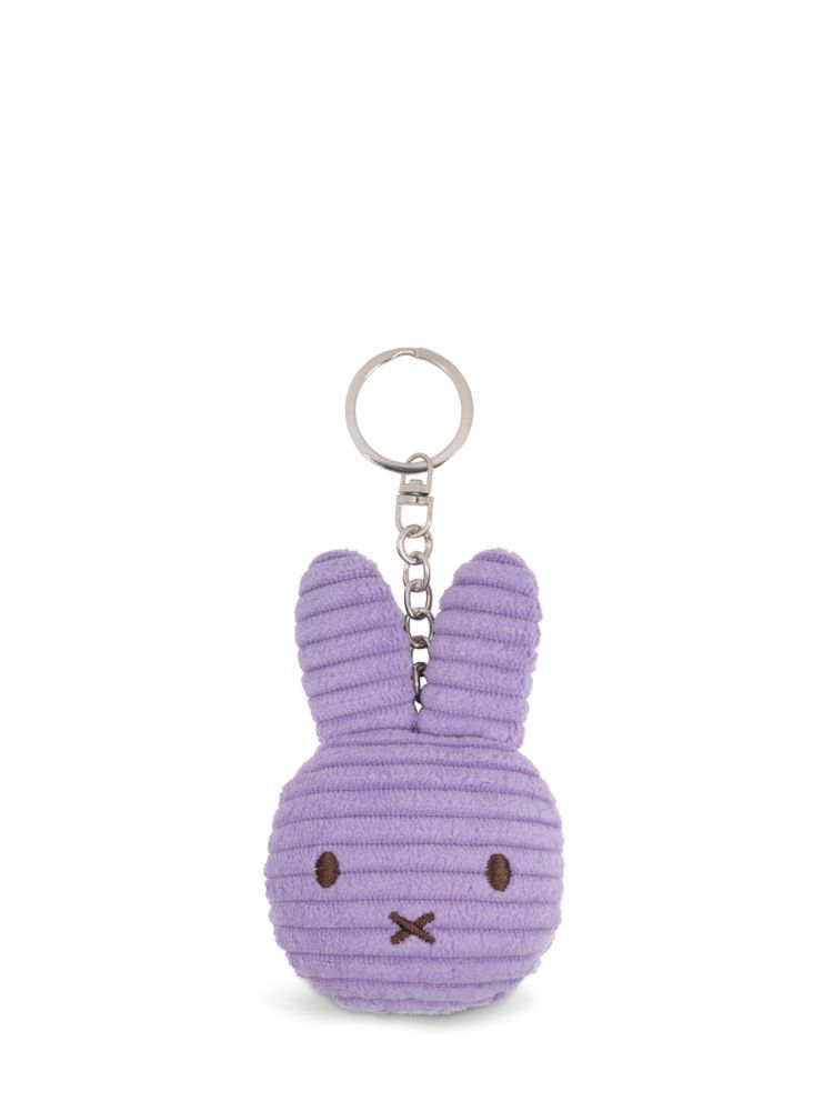 Kuscheltier Hase Schlüsselanhänger Miffy Kopf ECO Cord Flieder, 10 cm gross, nachhaltig
