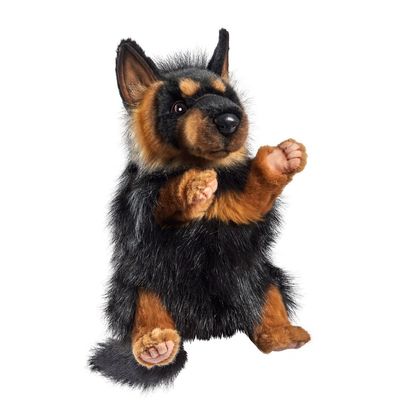 Deutscher Schäferhund Handpuppe - Hansa Creation Deutscher Schäferhund Handpuppe – weiches, naturgetreues Plüschtier