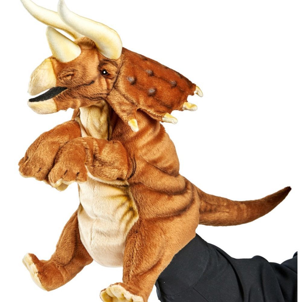 Triceratops Handpuppe 33 cm – naturgetreuer Dino aus Plüsch zum Spielen