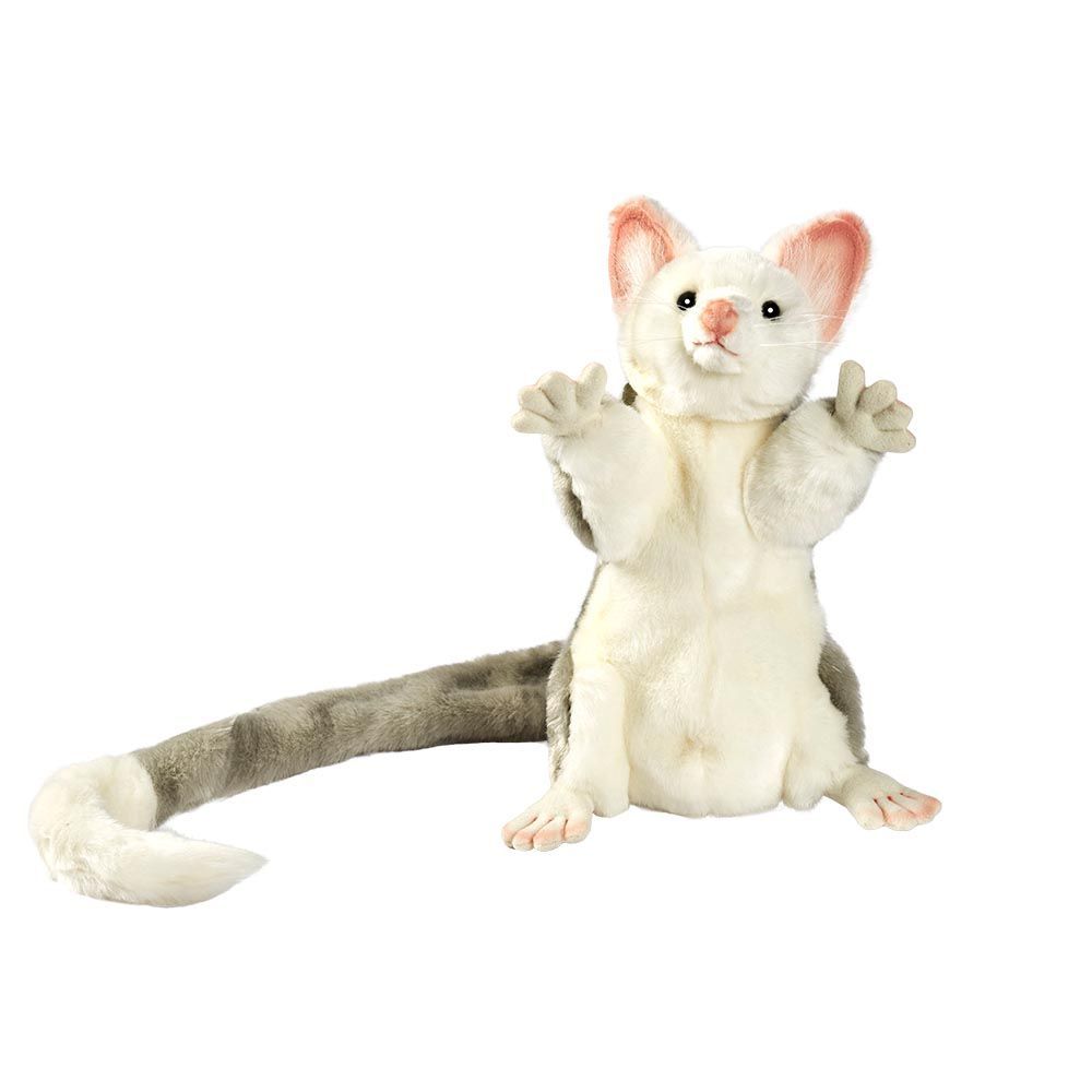 Opossum Handpuppe 24 cm – realistische Tierpuppe mit weichem Fell und liebevollen Details