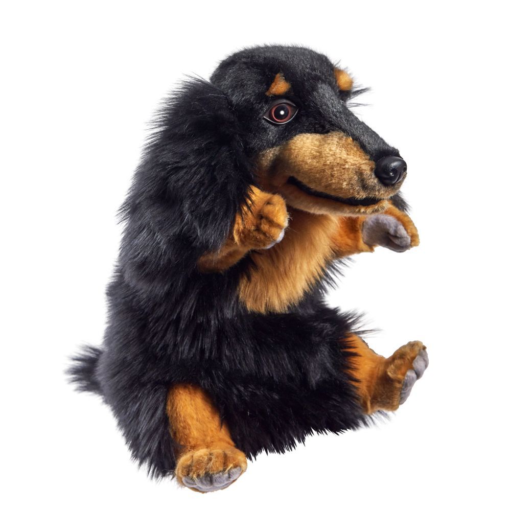 Dackel Handpuppe 29 cm – naturgetreues, weiches Stofftier für Hundefreunde