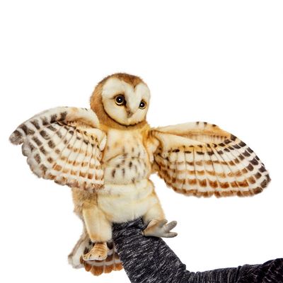 Schleiereule Handpuppe 38 cm – realistische, weiche Stofftier-Eule
