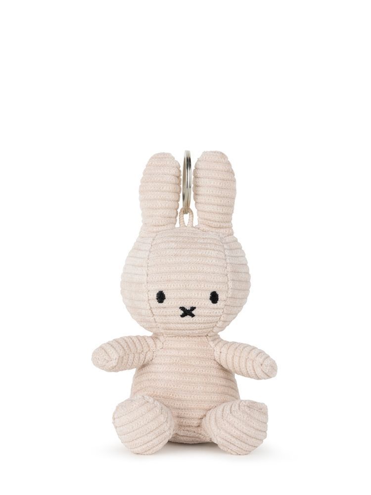 Kuscheltier Hase Schlüsselanhänger Miffy ECO Cord Steingrau, 10 cm gross, nachhaltig