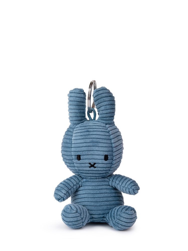 Kuscheltier Hase Schlüsselanhänger Miffy ECO Cord Aviator Blau, 10 cm gross, nachhaltig