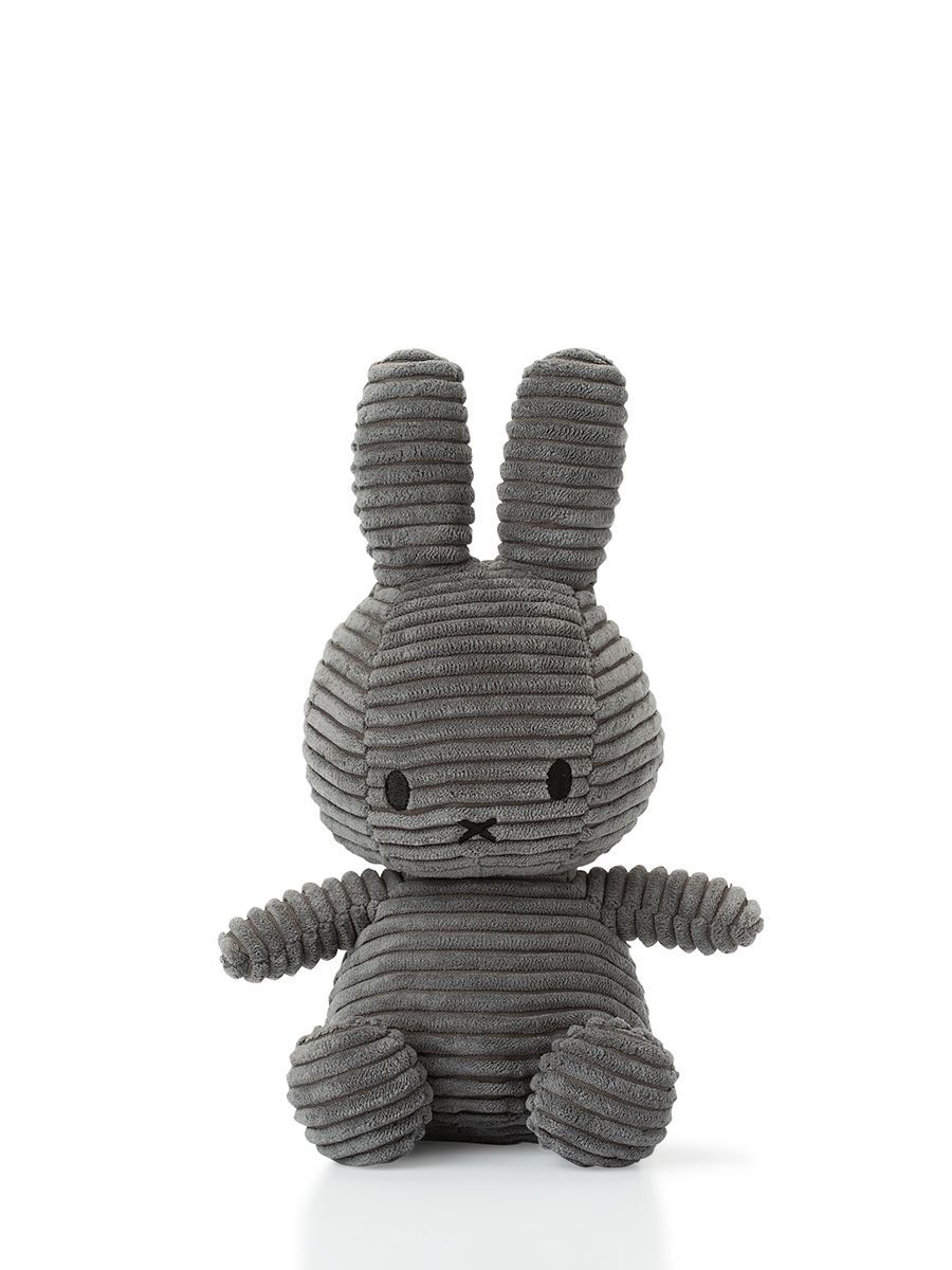 Kuscheltier Hase Miffy ECO Cord Grau, 23 cm gross, nachhaltig