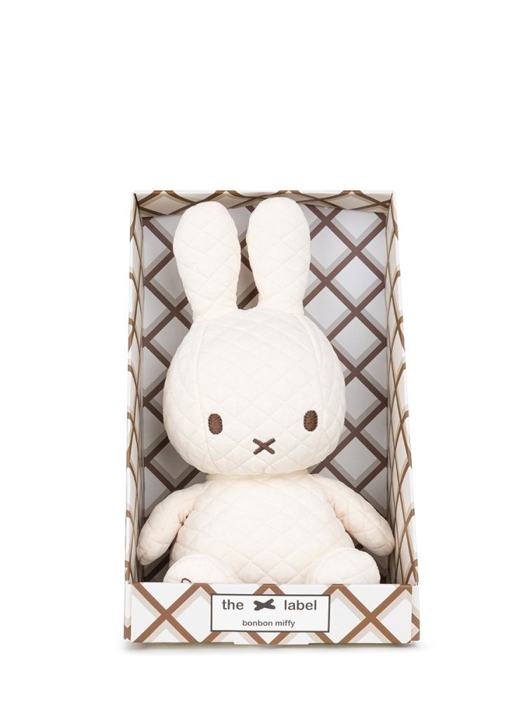Kuscheltier Hase Miffy Rautensteppung Geschenkbox Creme, 23 cm gross, nachhaltig