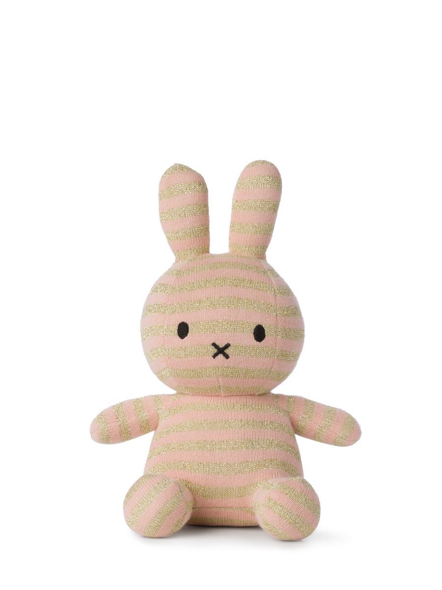 Kuscheltier Hase Miffy Bio-Baumwolle Rosa Glitzerstreifen, 23 cm gross, nachhaltig