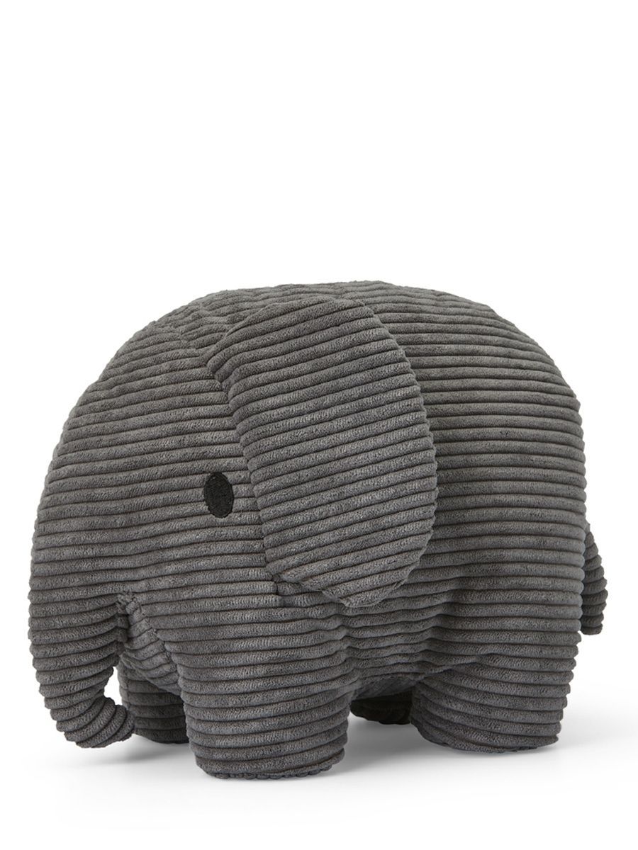 Kuscheltier Elefant Miffy Cord Grau, 33 cm gross, nachhaltig