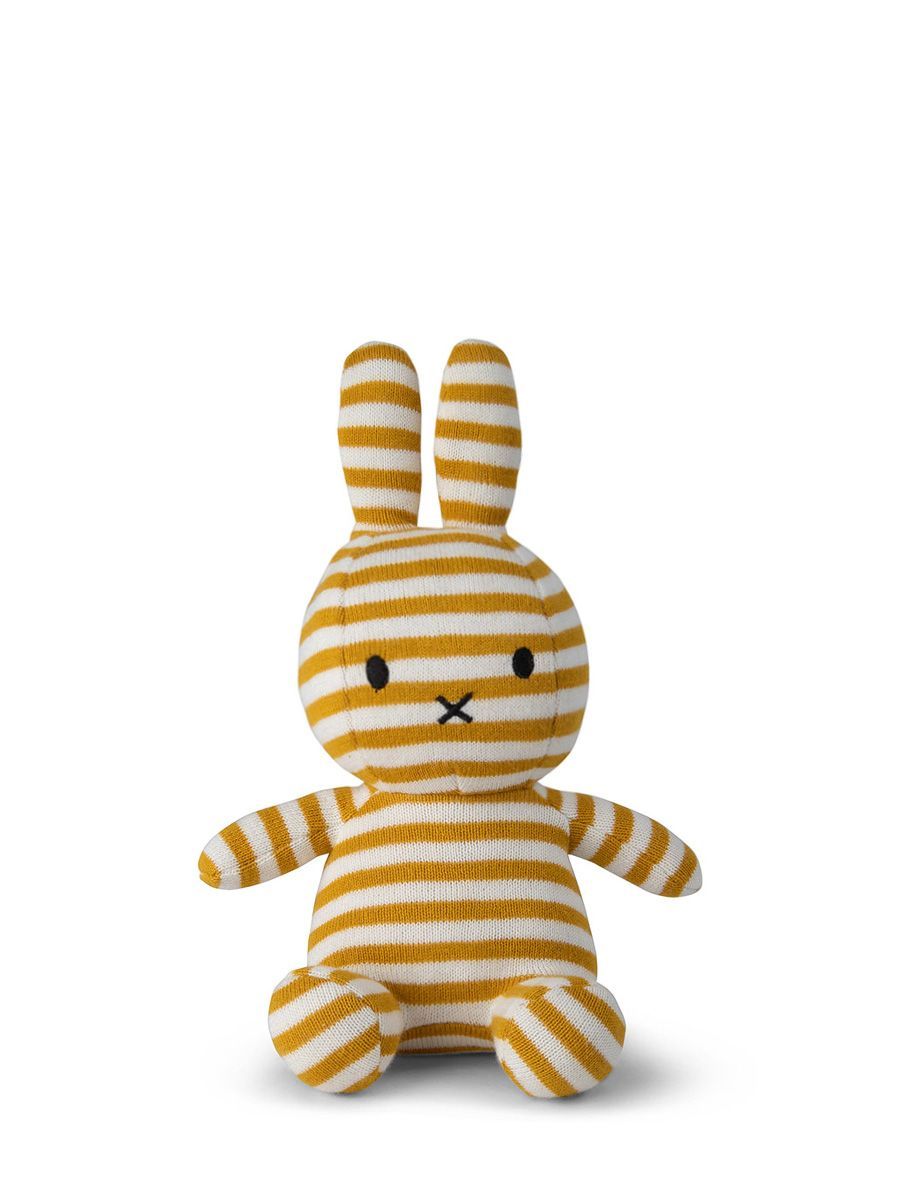 Kuscheltier Hase Miffy Bio-Baumwolle Creme/Braun Gestreift, 23 cm gross, nachhaltig