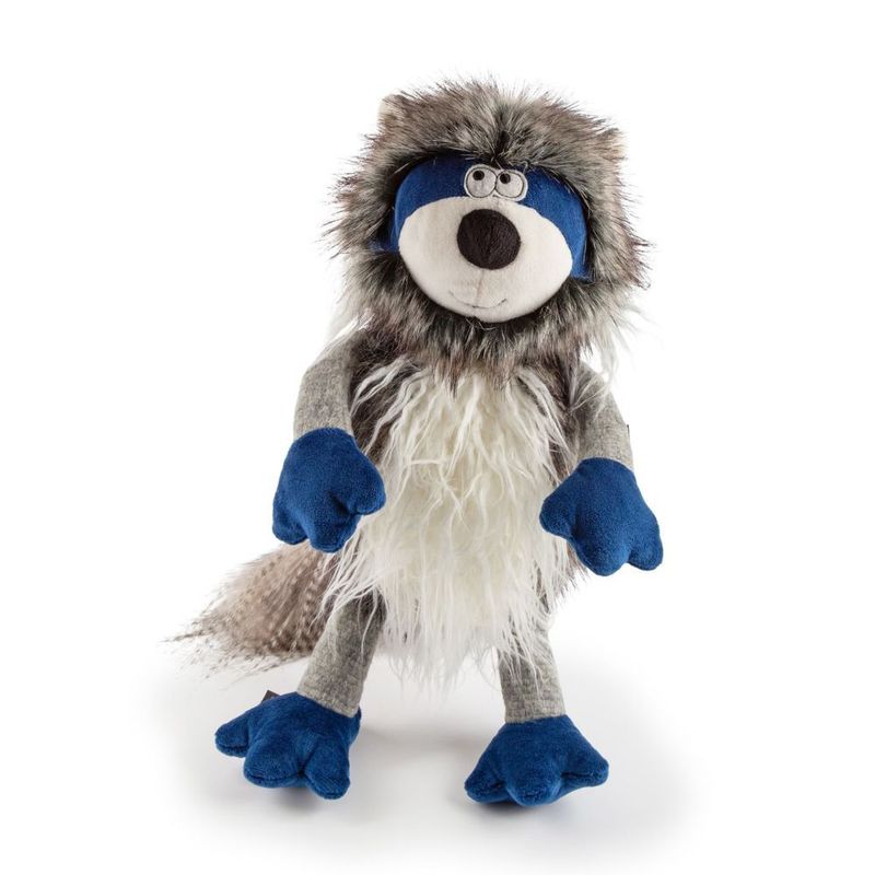 Waschbär Laura Laundry - BeastsTown Plüsch-Waschbär Laura Laundry mit grauem Fell & blauen Pfoten, sigikid Beaststown, von vorne stehend