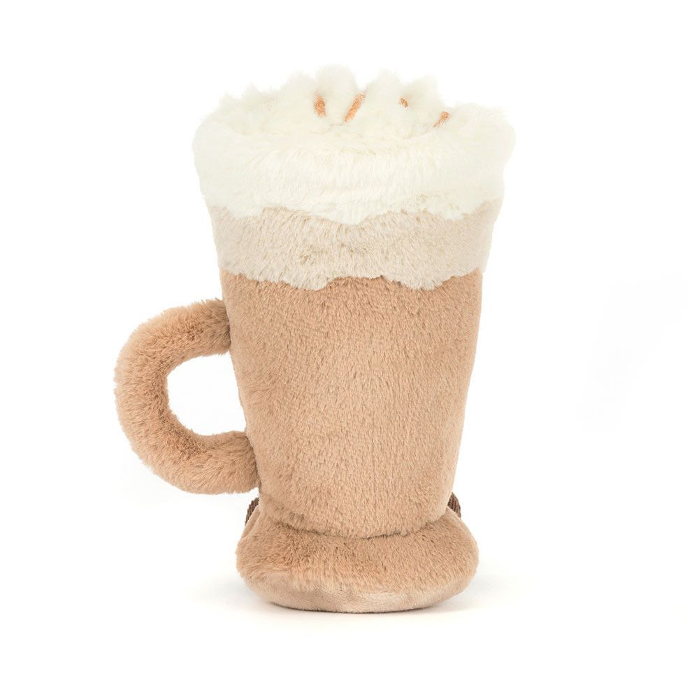 Jellycat Latte Kuscheltier von vorne – Café Latte Design mit weichem Schaum und niedlichem Gesicht