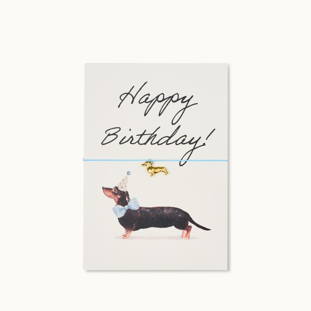 Dackel Armband + Karte: Happy Birthday