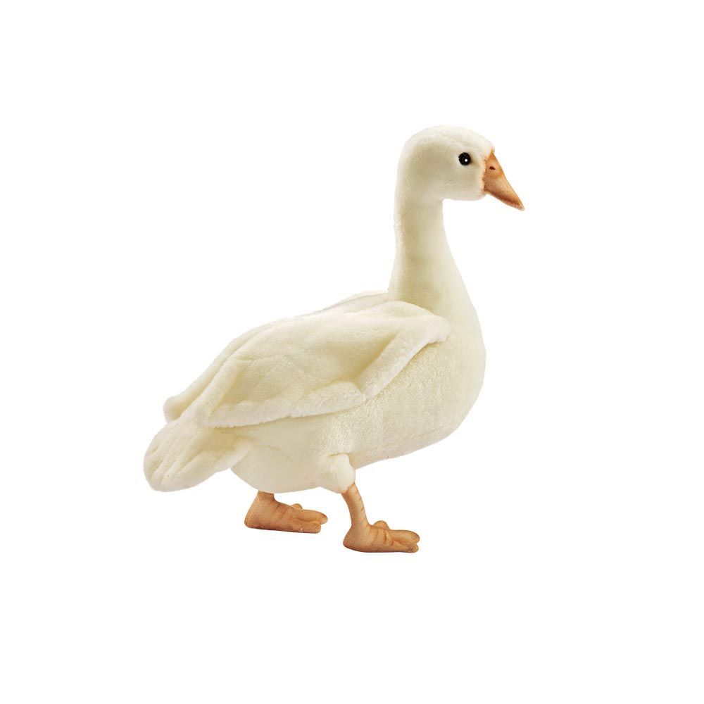 Hansa Creation Gans Weiß, 26 cm, weicher Plüsch Vogel stehend, Ansicht von der Seite