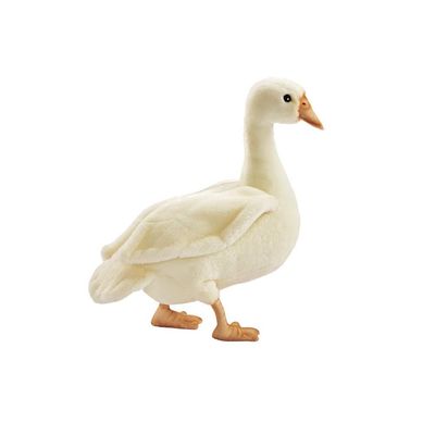 Hansa Creation Gans Weiß, 26 cm, weicher Plüsch Vogel stehend, Ansicht von der Seite