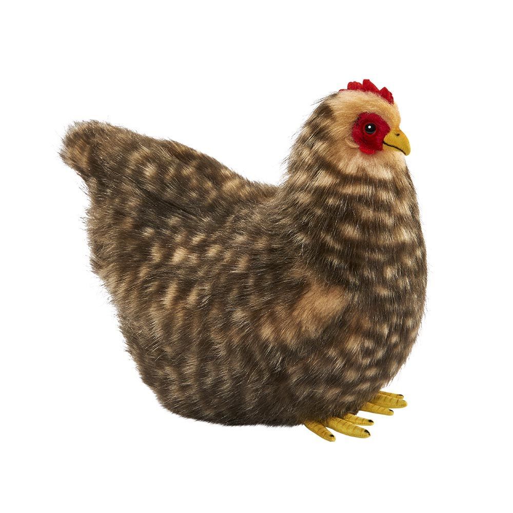 Hansa Creation Bruthenne, 28 cm, braunes Plüsch Huhn brütend, Ansicht von der Seite