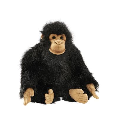 Schimpansen Baby von Hansa Creation, naturgetreuer 25 cm Plüschtier Primat mit weichem schwarzen Fell, Ansicht von vorne