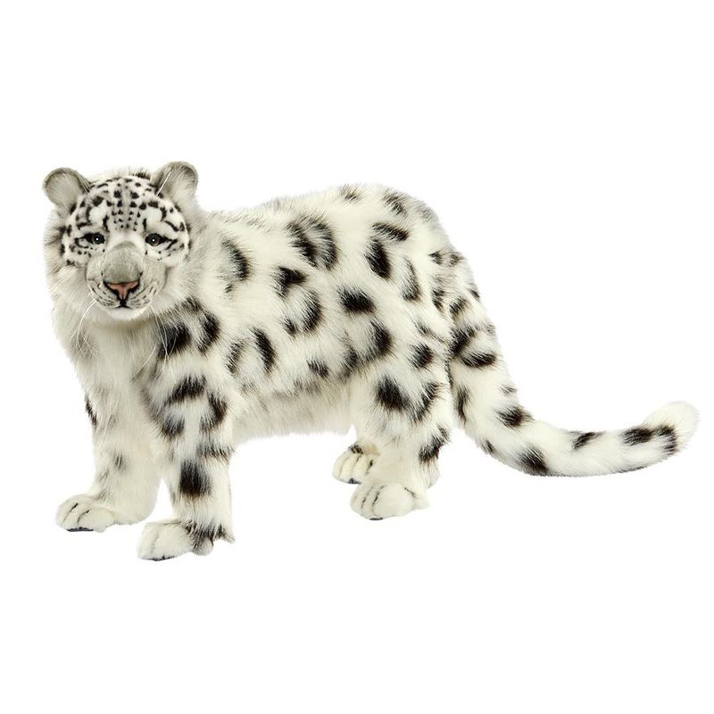 Schneeleopard Stehend von Hansa Creation, naturgetreue Plüschtier Raubkatze mit detailreich gemustertem Fell, 56 cm groß