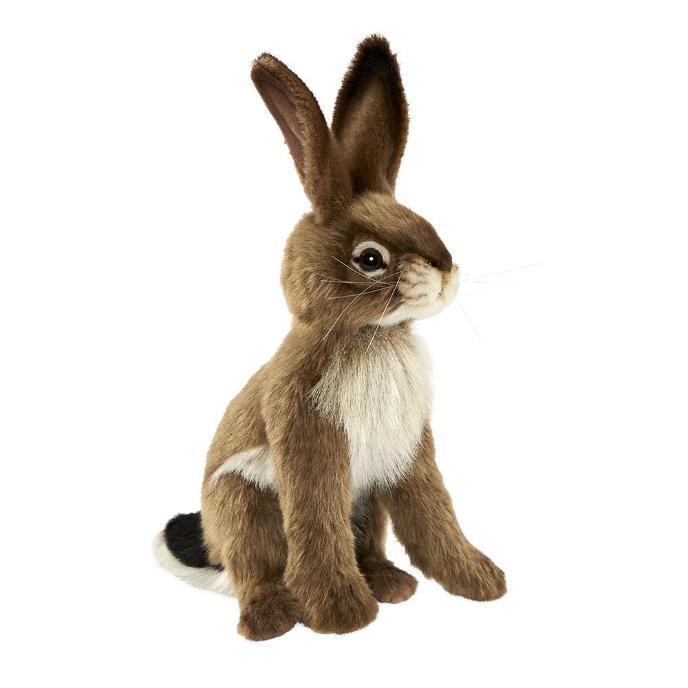 Feldhase von Hansa Creation, naturgetreuer Plüschtier Hase mit braun-beigem Fell und langen, aufmerksamen Ohren