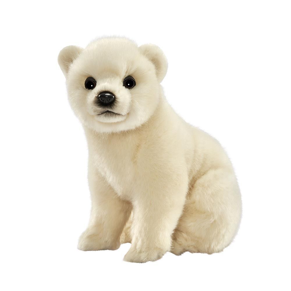 Eisbär Sitzend von Hansa Creation, naturgetreuer Plüschtier Polarbär mit weißem Fell und ausdrucksstarken Augen, 24 cm groß