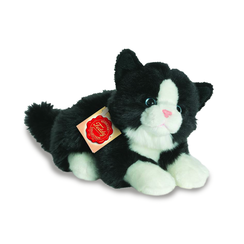 Katze schwarz/weiß liegend - Hermann Teddy