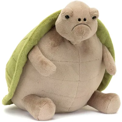 Jellycat Timmy Turtle in Big, 47cm, kuschelige Schildkröte mit weichem Plüsch & süßem Grummelblick, diagonal von vorne
