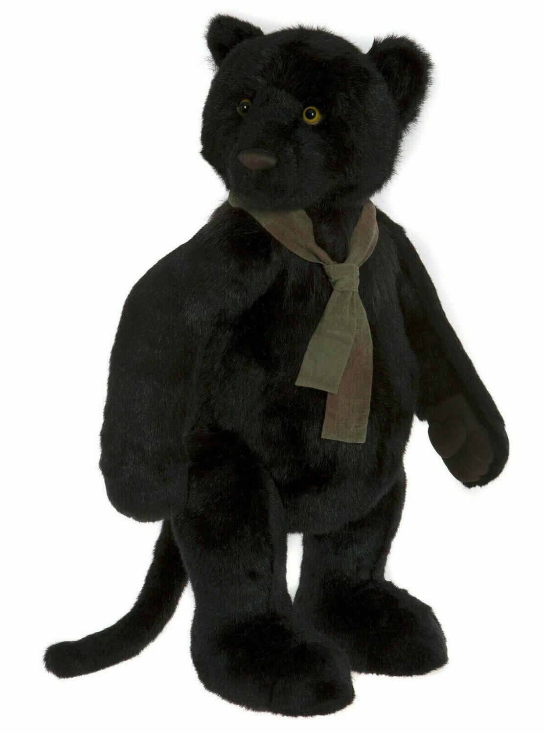 CHARLIE BEARS Shadow Charlie Bears Schwarzer Panther Großfigur stehend 76 cm groß tiefschwarzes glänzendes Plüschfell 5-fach gegliedert