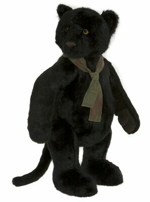 Charlie Bears Schwarzer Panther Großfigur stehend 76 cm groß tiefschwarzes glänzendes Plüschfell 5-fach gegliedert 