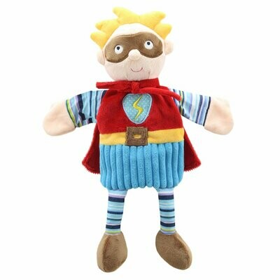 Junge Superheld Blond - Story Telling Puppets Junge Superheld Handpuppe blond von The Puppet Company mit bespielbarem Kopf und Händen von vorne