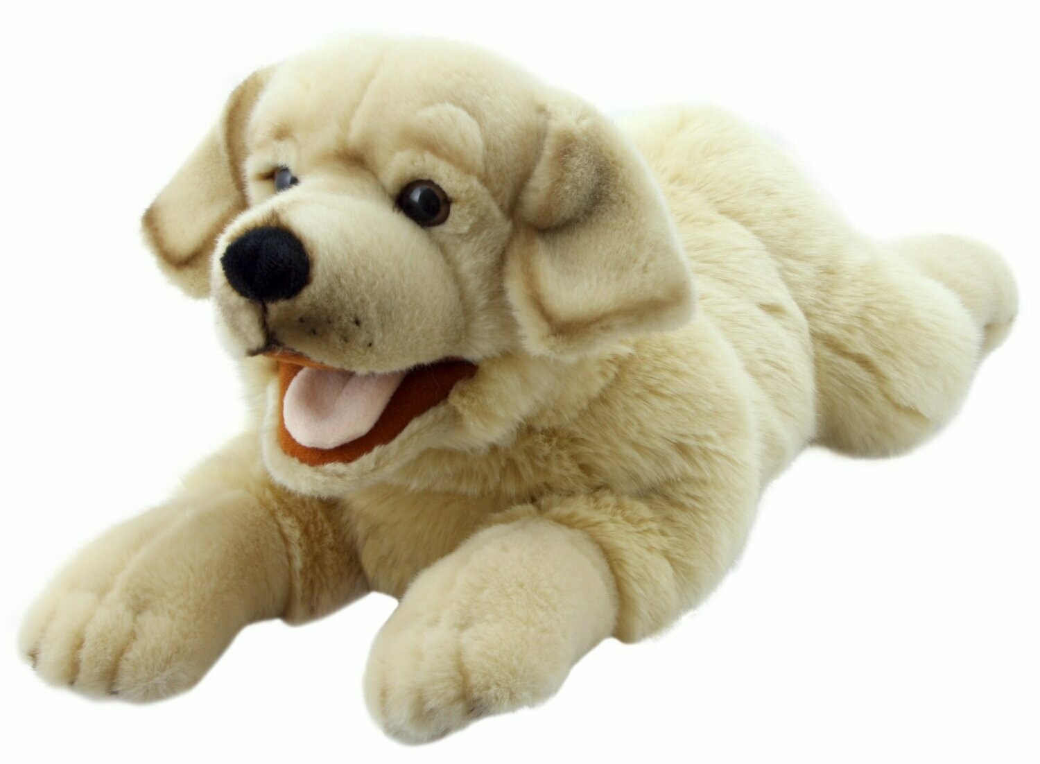 Labrador - Playful Puppies Große Hunde Handpuppe 44 cm lang weicher Plüschhund mit bespielbarem Maul Kopf und Vorderbeinen für Kinder und Erwachsene