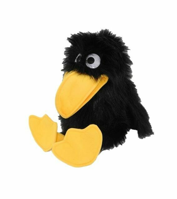 Uni-Toys Handpuppe Rabe schwarzes Plüsch Gefieder großer elber Schnabel bespielbar ausdrucksstarke Mimik Stoffpuppe