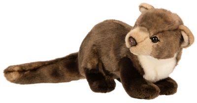 Marder Steinmarder - Uni-Toys Uni-Toys Marder Plüschtier braunes dichtes Fell heller Kehlfleck buschiger Schwanz geschmeidiger Körper Knopfaugen Stofftier