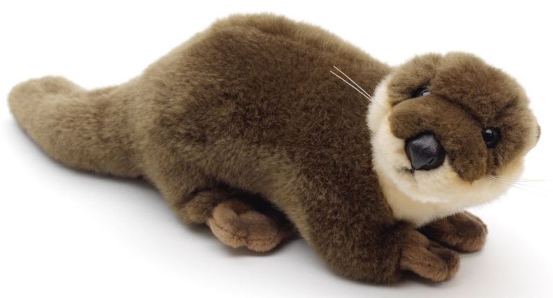 Fischotter - Uni-Toys Uni-Toys Fischotter Plüschtier braunes beiges weiches Fell schlanker Körper kräftiger Schwanz drollige Schnauze Stofftier