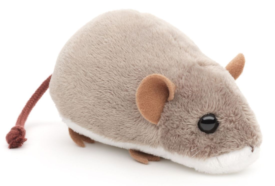 Maus - Uni-Toys Uni-Toys graue Maus sitzendes Plüschtier aus weichem Stoff mit Ohren und langem Mäuseschwanz