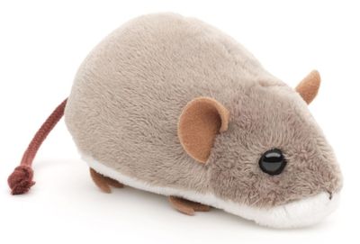 Maus - Uni-Toys Uni-Toys graue Maus sitzendes Plüschtier aus weichem Stoff mit Ohren und langem Mäuseschwanz