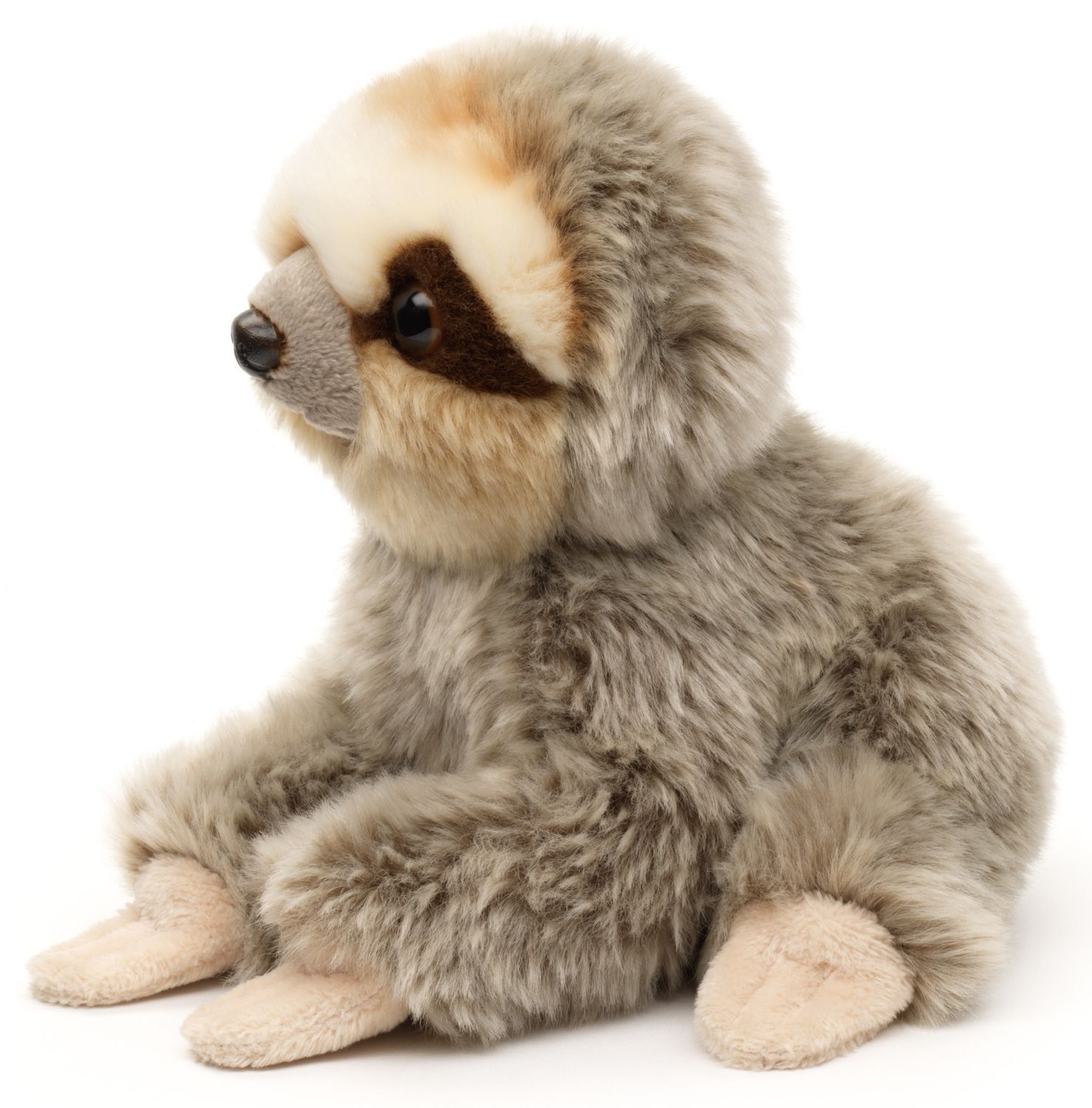 Faultier - Uni-Toys Uni-Toys Faultier Plüschtier braunes zotteliges weiches Fell lange Arme charakteristische Augenmask