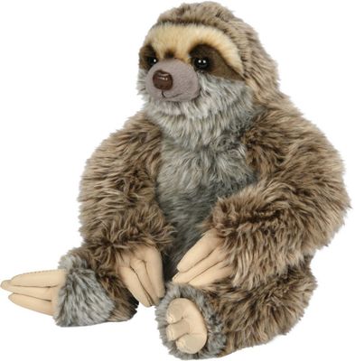 Faultier sitzend - Uni-Toys Uni-Toys Faultier Plüschtier braunes zotteliges weiches Fell lange Arme dreizehige weiche Krallen Stofftier Dschungel