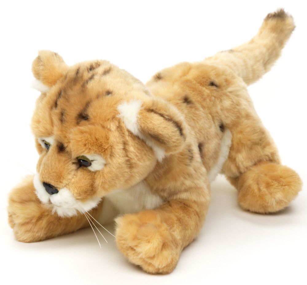 Löwe Baby - Uni-Toys Uni-Toys Löwen Baby Plüschtier sandfarbenes weiches Fell große plüschige Tatzen runde Ohren dunkle Knopfaugen Stofftier