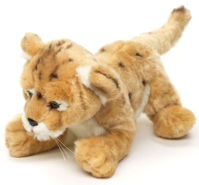 Uni-Toys Löwen Baby Plüschtier sandfarbenes weiches Fell große plüschige Tatzen runde Ohren dunkle Knopfaugen Stofftier 